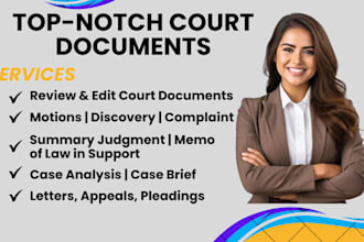 review and write legal contracts, motions, lawsuit and case briefs