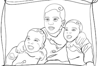 draw a custom line art portrait with colour for gift or tattoo design