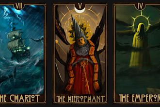 draw custom tarot card, oracle card, playing card artwork for your deck