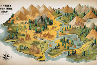 design a custom rpg, fantasy, or board game map with terrain and game layout