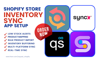 setup shopify store inventory sync syncio syncx quicksync tipo trunk synkro app