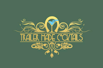 design unique mobile horse trailer cocktail bar logo
