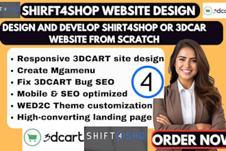 design and develop a responsive shift4shop or 3dcart website ecommerce website