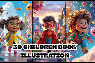 design child book illustration, 3d children book, book illustration