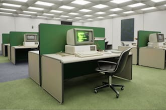 design 3d  office space interior with rendering for your work comfortability
