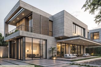remodel 3d luxury apartment,outdoor villa,interior living render,kitchen mockup