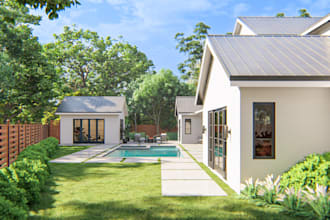 draw 3d floor plans and model photorealistic exterior render architectural revit