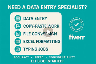 data entry, PDF to excel or word conversion, and typing