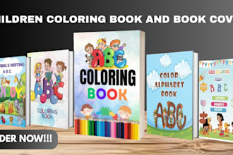 design children coloring book interior activity book and book cover for KDP