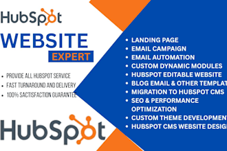 develop custom hubspot website landing page and blog template and modules email
