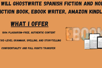 ghostwrite spanish fiction and non fiction book, ebook writer, amazon kindle