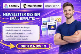 design beehiiv newsletter, mailchimp template, and omnisend full email system