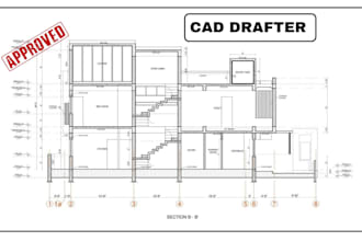 draft architectural floor plan , structural drawings in autocad and cad drafter