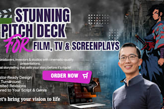 create stunning pitch deck for film project, TV series, screenplay