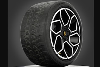 sketch 3d photorealistic car wheel for web,car part design,product animation,cgi