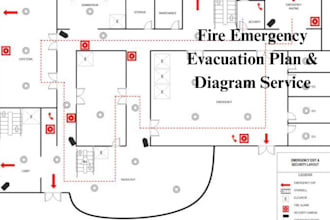 design fire emergency evacuation exit plan, map, diagram