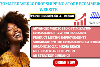 setup automated wed2c dropshipping store ecommerce website seo audit to sales