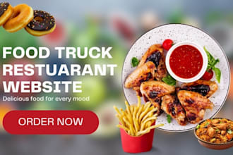 design sleek food website restaurant website gourmet website, food truck website
