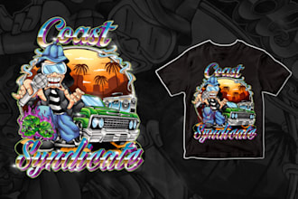 make tshirt design illustration with hiphop style