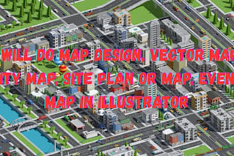 do map design, vector map, city map, site plan or map, event map in illustrator
