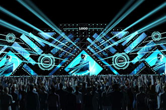 optimize 3d stage design,concert exhibition,booth, event floorplan, hall,cgi,bar