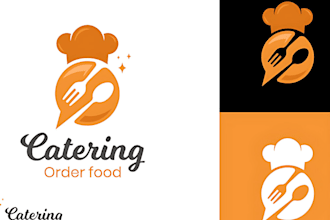 design restaurant, pizza, bbq, burger, drink, catering logo