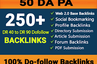 build 250 foundation SEO dofollow backlinks with high da and DR site