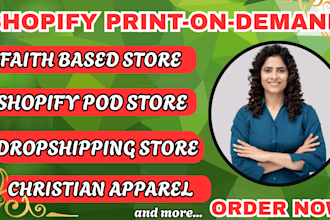build christian shopify store setup pod store faith based apparel gift products