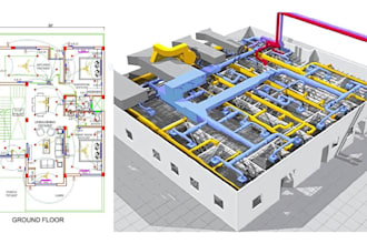do hvac design, revit 360 bim mep model design, plumbing, electrical plan design