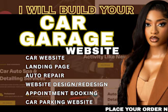 car garage website auto repair website car detailing, booking, car landing page