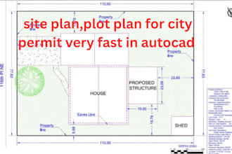 draw site plan,plot plan for city permit very fast in autocad