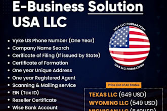 register USA llc registration ein number wyoming bank account non US resident