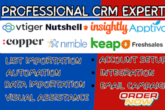 setup freshsales copper insightly vtiger monday sugarcrm keap nimble apptivo