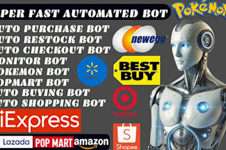 create pokemon bot,auto checkout bot, auto shopping bot, monitor bot, target bot