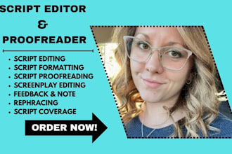 edit, proofread and format your screenplay feature film script movie script edit