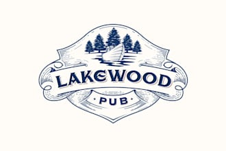 design top quality amazing lake wood pub logo