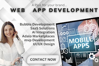 develop flutterflow hybrid mobile app, bubble io mvp saas app adalo marketplace