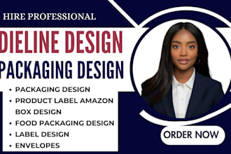 create dieline die cutline box packaging food packaging design product label