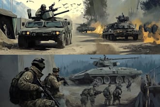 draw military themed illustrations