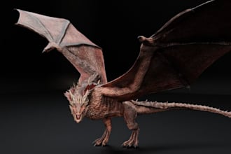 design 3d wyvern dragon creature, zbrush model,vrm avatar,humanoid,3d animation