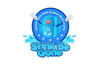 design colorful garbage bin cleaning logo