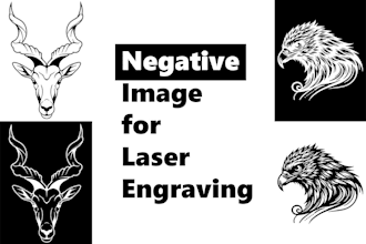 create black and white negative images for laser engraving
