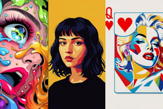 create vector art, logo illustrations and card game designs for website or brand