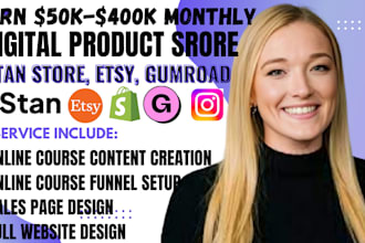 setup etsy stan store systeme io gumroad store digital product ebook design
