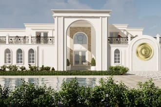 modern beach villa house,interior design vray, luxurious ultra, facade exterior