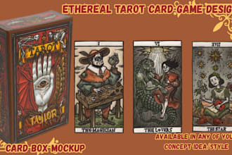 do custom tarot card, playing card, dark art, card box, tcg, rulebook, game card