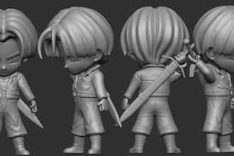 make 3d chibi character model,cute figurines, fan art, 3d prints, game toys,stl