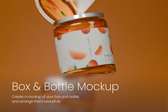 do 3d mockups box and bottle with minimal design