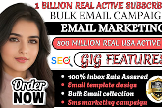 800 millon USA bulk email campaign to inbox and SMS email campaign email blast