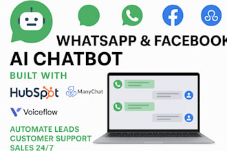 build whatsapp chatbot facebookchatbot using  hubspot chatbotmanychat  voiceflow